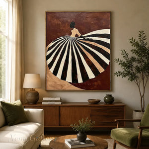 Abstract Fashion Lady Textured Oil Painting Canvas Art #AA004
