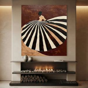 Abstract Fashion Lady Textured Oil Painting Canvas Art #AA004