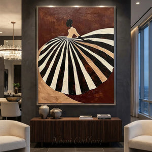Abstract Fashion Lady Textured Oil Painting Canvas Art #AA004
