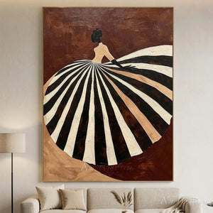 Abstract Fashion Lady Textured Oil Painting Canvas Art #AA004