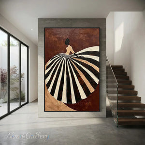 Abstract Fashion Lady Textured Oil Painting Canvas Art #AA004