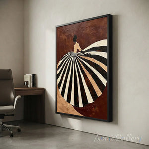Abstract Fashion Lady Textured Oil Painting Canvas Art #AA004