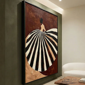 Abstract Fashion Lady Textured Oil Painting Canvas Art #AA004