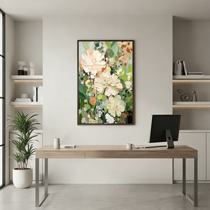 Impasto Floral Texture Oil Painting - Handmade Bloom Wall Art #SS059