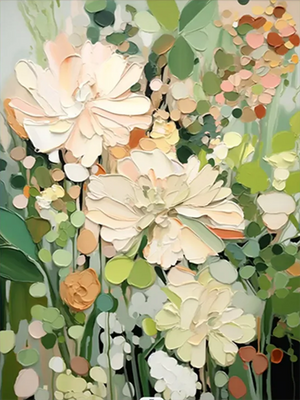 Impasto Floral Texture Oil Painting - Handmade Bloom Wall Art #SS059