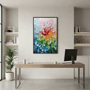 Vibrant Palette Knife Floral Oil Painting - 3D Abstract Bloom Art #SS060