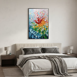 Vibrant Palette Knife Floral Oil Painting - 3D Abstract Bloom Art #SS060