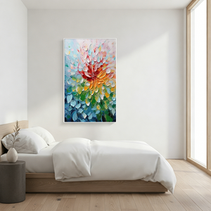 Vibrant Palette Knife Floral Oil Painting - 3D Abstract Bloom Art #SS060