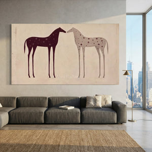 Stargazer Horses Minimalist Canvas Art #NM512