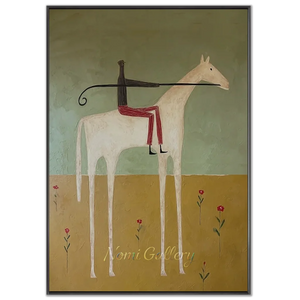 Handmade Abstract Equestrian Oil Painting #SS323