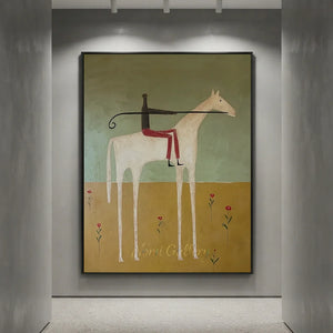 Handmade Abstract Equestrian Oil Painting #SS323