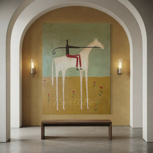 Handmade Abstract Equestrian Oil Painting #SS323