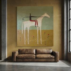 Handmade Abstract Equestrian Oil Painting #SS323