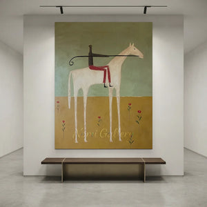 Handmade Abstract Equestrian Oil Painting #SS323