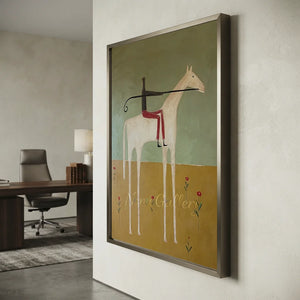 Handmade Abstract Equestrian Oil Painting #SS323