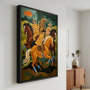 Folk Art Horse Oil Painting Retro Canvas #SS322