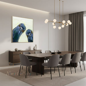 Handmade Expressive Funny Pigeons Impasto Animals Canvas Wall Art #TC047