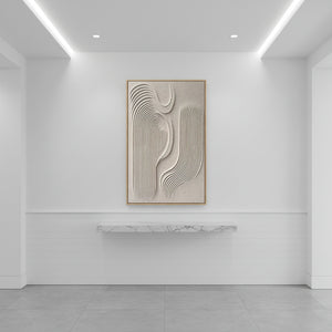 Minimalist 3D Geometric Texture Oil Painting - Zen Sand Line Art #SS061
