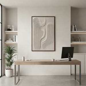 Minimalist 3D Geometric Texture Oil Painting - Zen Sand Line Art #SS061