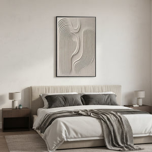 Minimalist 3D Geometric Texture Oil Painting - Zen Sand Line Art #SS061