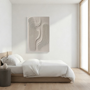 Minimalist 3D Geometric Texture Oil Painting - Zen Sand Line Art #SS061