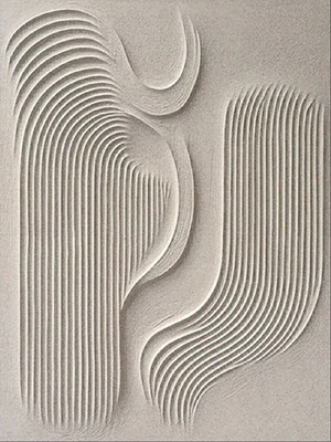 Minimalist 3D Geometric Texture Oil Painting - Zen Sand Line Art #SS061