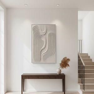 Minimalist 3D Geometric Texture Oil Painting - Zen Sand Line Art #SS061