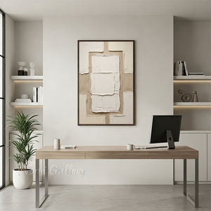 Wabi-Sabi Textured Geometric Art | Hand-Painted Canvas #SS195