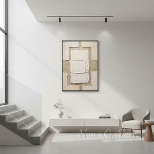 Wabi-Sabi Textured Geometric Art | Hand-Painted Canvas #SS195