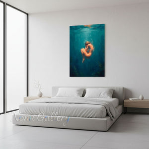 Luminous Woman in Deep Ocean - Hand-painted Oil Painting #SS270