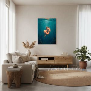 Luminous Woman in Deep Ocean - Hand-painted Oil Painting #SS270