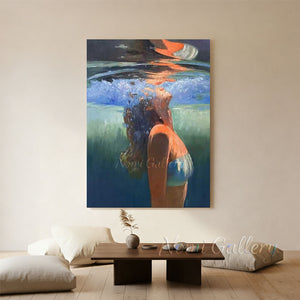Impressionist Woman Ocean Oil Painting | Handmade Art #SS271