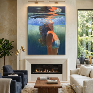 Impressionist Woman Ocean Oil Painting | Handmade Art #SS271