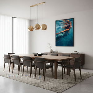 Shimmering Deep Sea Diving Painting - Serene Coastal Wall Art #SS272