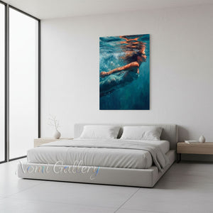 Shimmering Deep Sea Diving Painting - Serene Coastal Wall Art #SS272
