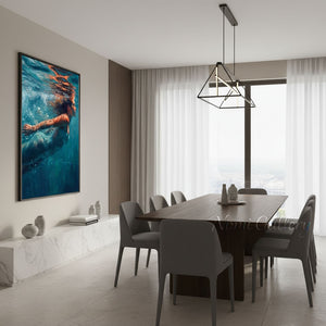 Shimmering Deep Sea Diving Painting - Serene Coastal Wall Art #SS272