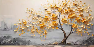 3D Textured Golden Tree of Life Hand-Painted Abstract Canvas Art #SS071