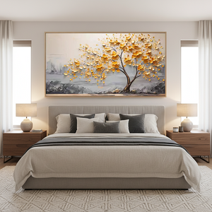 3D Textured Golden Tree of Life Hand-Painted Abstract Canvas Art #SS071