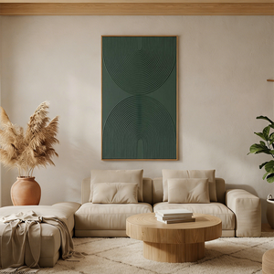 Hand-Painted Forest Green 3D Textured Arch Geometric Oil Painting #SS139