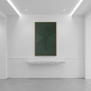 Hand-Painted Forest Green 3D Textured Arch Geometric Oil Painting #SS139
