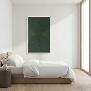 Hand-Painted Forest Green 3D Textured Arch Geometric Oil Painting #SS139
