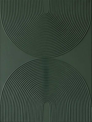Hand-Painted Forest Green 3D Textured Arch Geometric Oil Painting #SS139