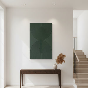 Hand-Painted Forest Green 3D Textured Arch Geometric Oil Painting #SS139