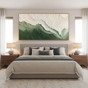 Deep Emerald and White 3D Textured Abstract Hand-Painted Wall Art #SS073