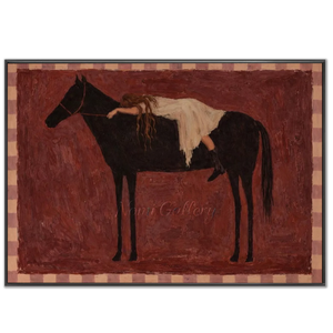 Dreamy Girl on Horse Textured Oil Painting #NM514