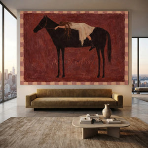 Dreamy Girl on Horse Textured Oil Painting #NM514