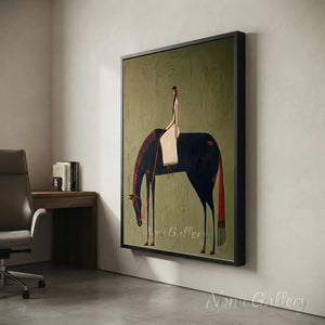 Abstract Folk Female Rider Horse Oil Painting Canvas Art #AA007