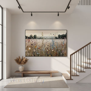 Handmade Impressionist Wildflower Landscape Oil Painting #SS296