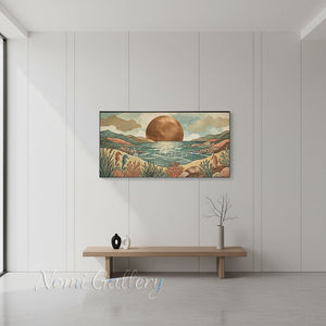 Handmade Boho Coastal Landscape Oil Painting #SS297