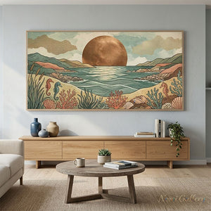 Handmade Boho Coastal Landscape Oil Painting #SS297